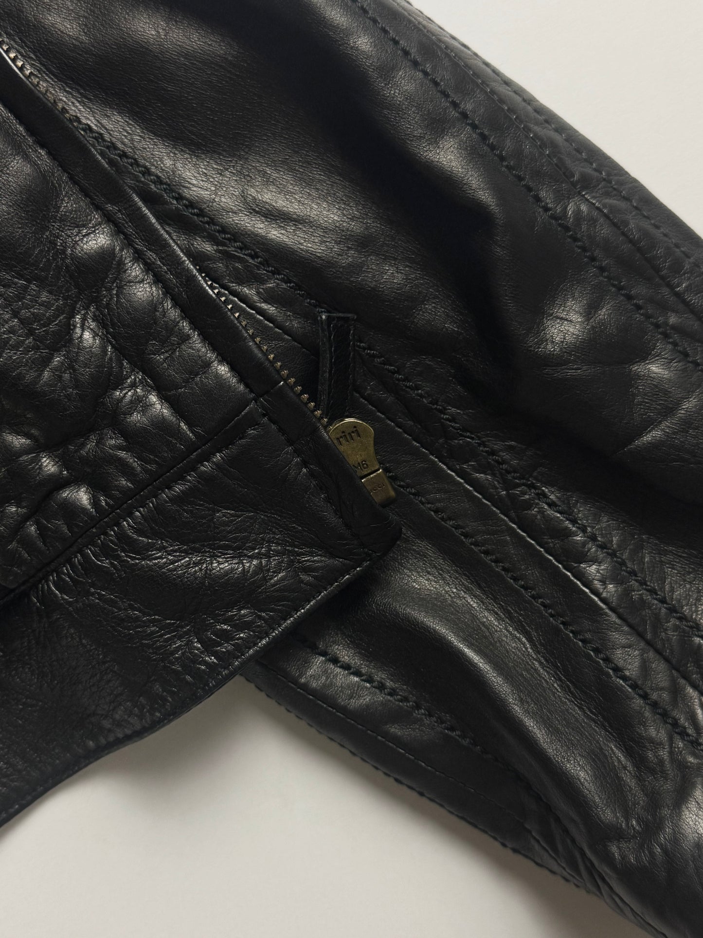 Gucci Tom Ford Dark Single Rider Stitched Panels Leather Jacket 2000s - M