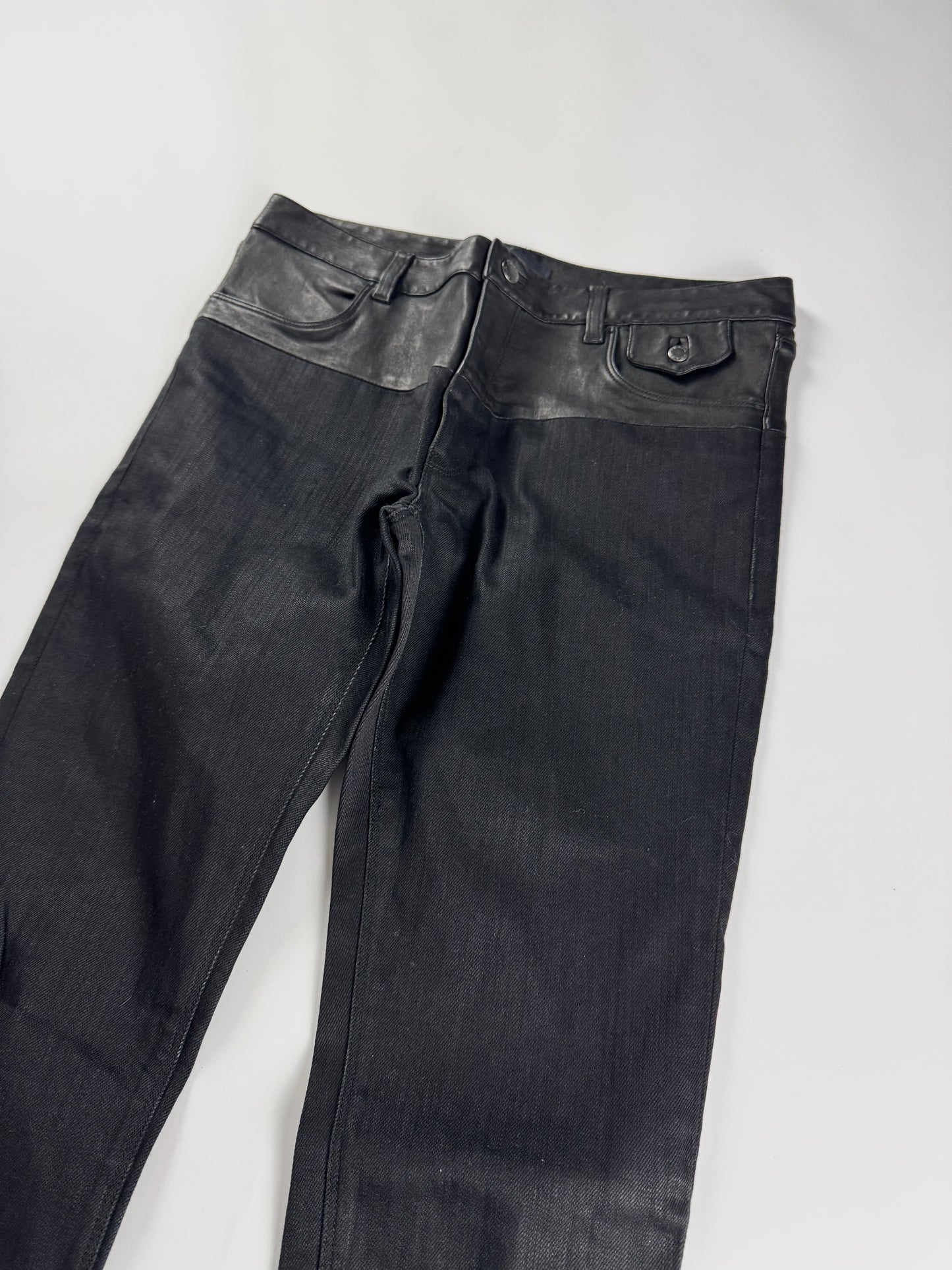 Prada Skinny Black Waist Paneled Leather Pants 2000s - 31 US