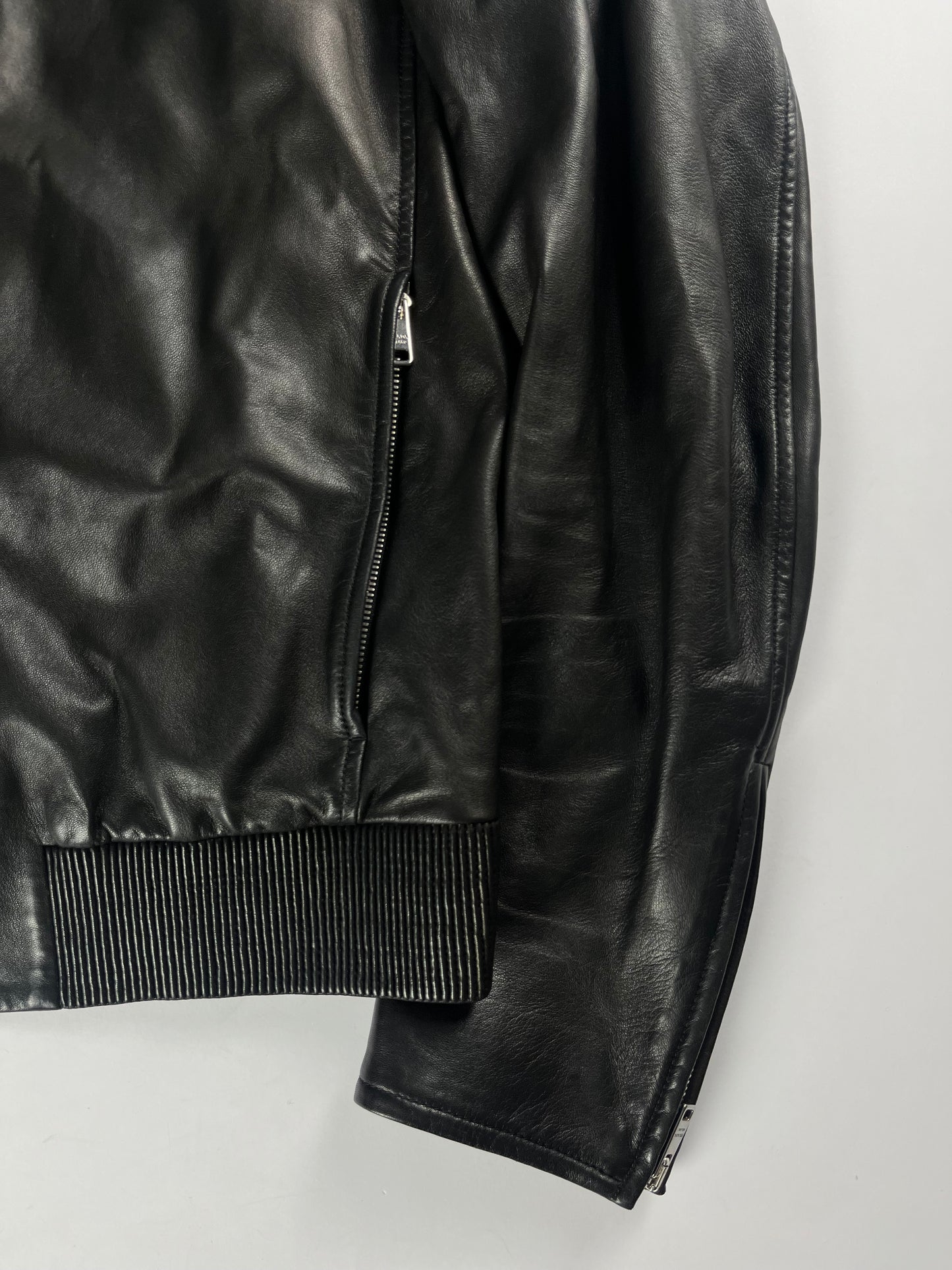 Prada Black Sample Leather Jacket SS 2014 - M