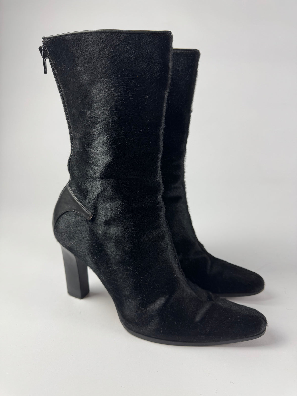 Celine Black Pony Hair Heel Ankle Boots 2000s - 38,5 EU