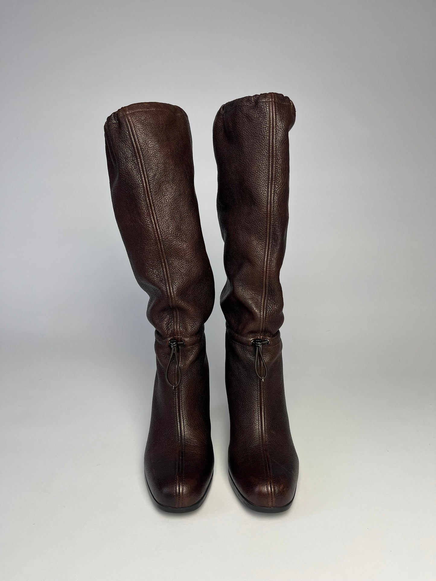 Prada Brown Premium Leather Tightenable Boots - 42,5 EU