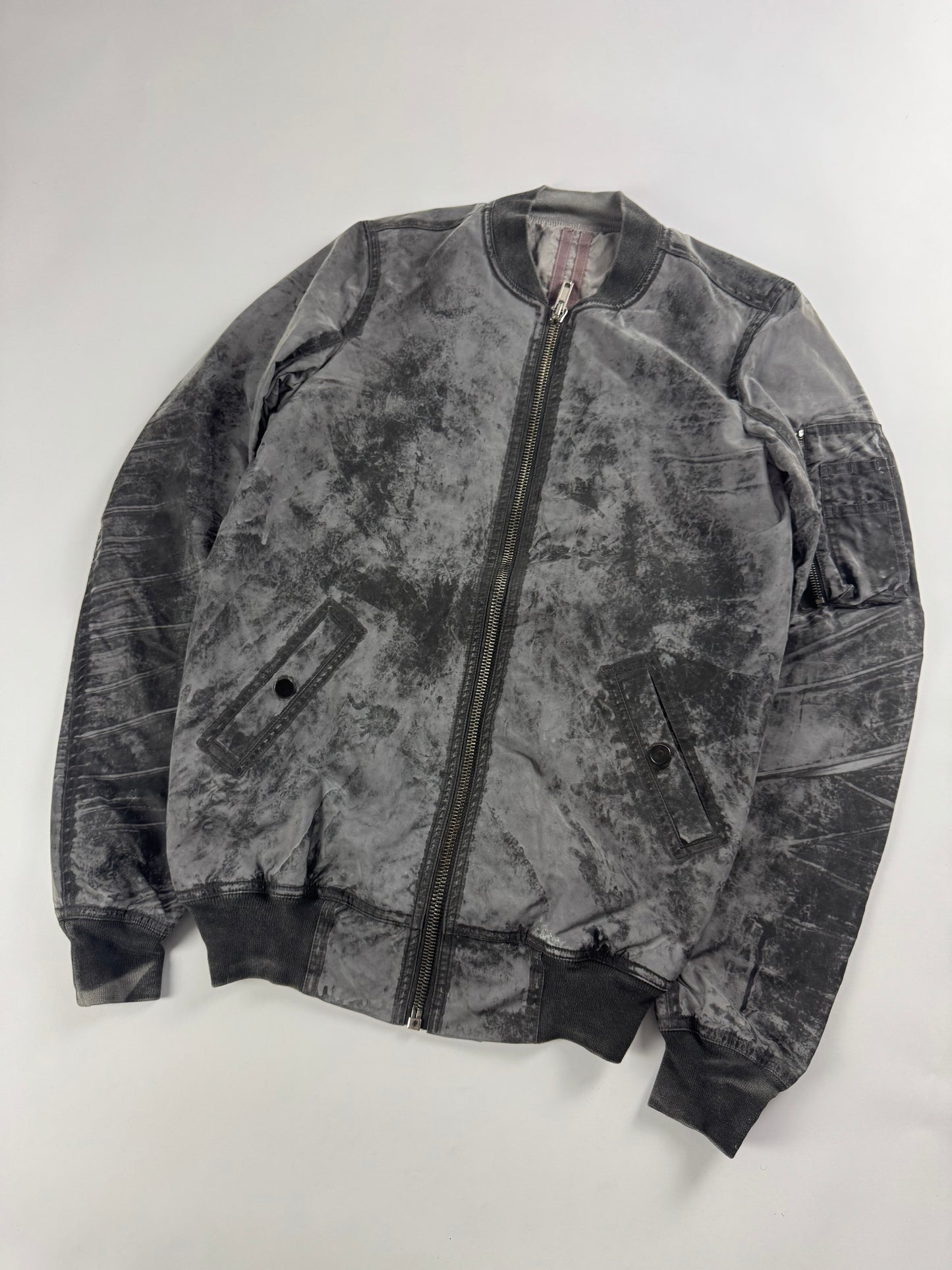 Rick Owens Dust Effect Grey Reflective Brushed Nylon Jacket - S