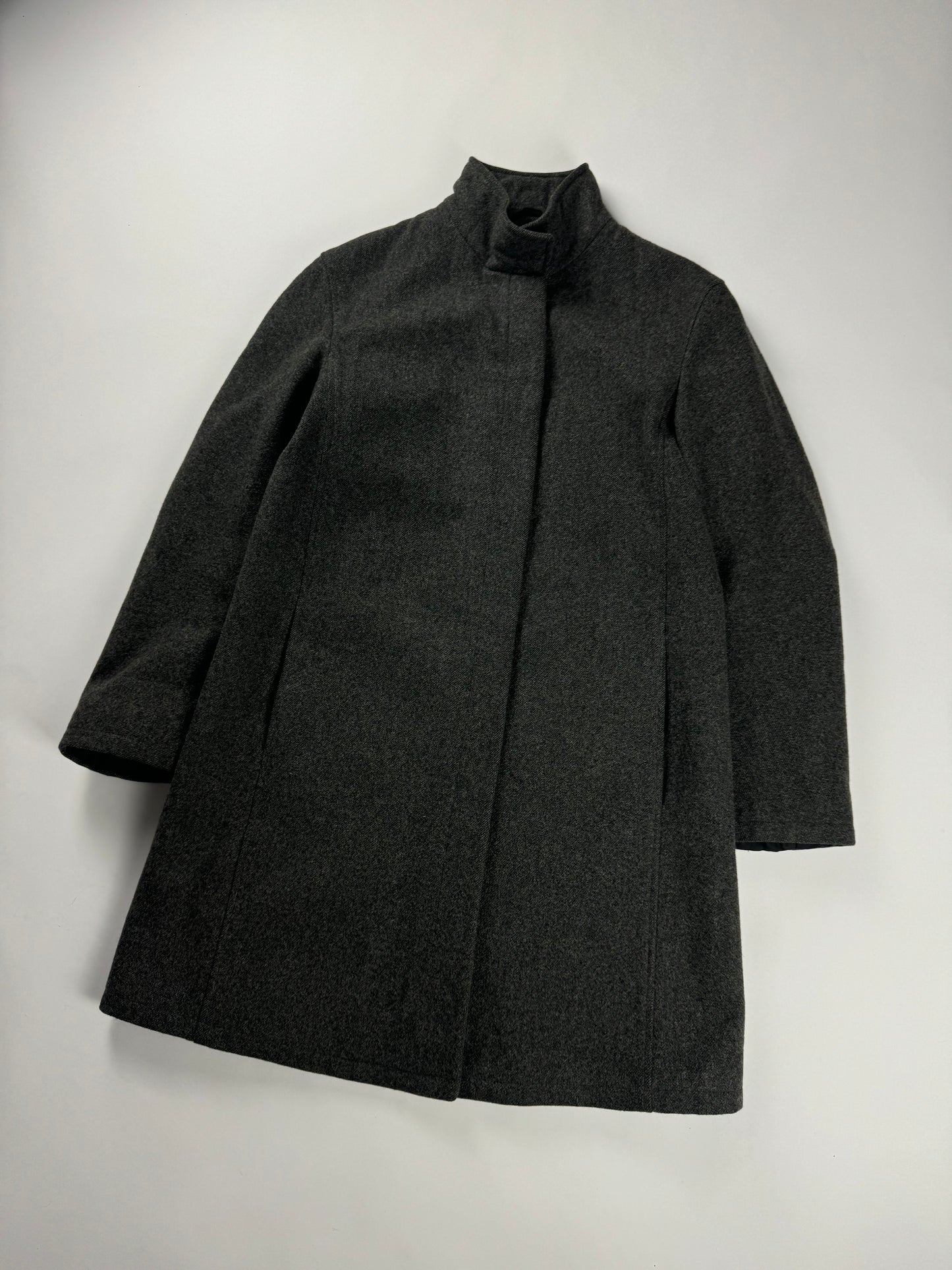 Prada Smoke Charcoal Wool Funnel Neck Coat FW 1998 - S