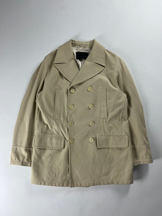 Prada Ivory Double Breasted Officer Overcoat FW 1995 - M