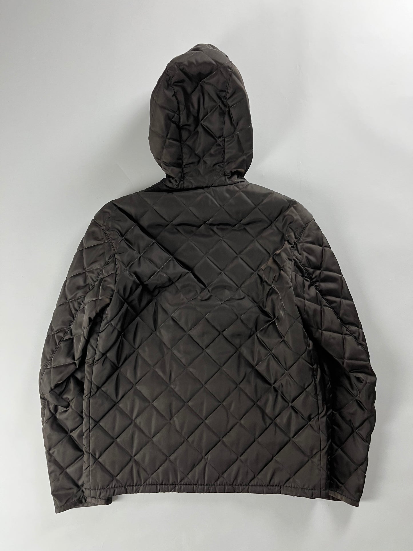 Prada Brown Quilted Hooded Jacket FW 2014 - M