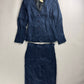 Yves Saint Laurent Rive Gauche Deep Blue Textured Plissé Set 1990s - S