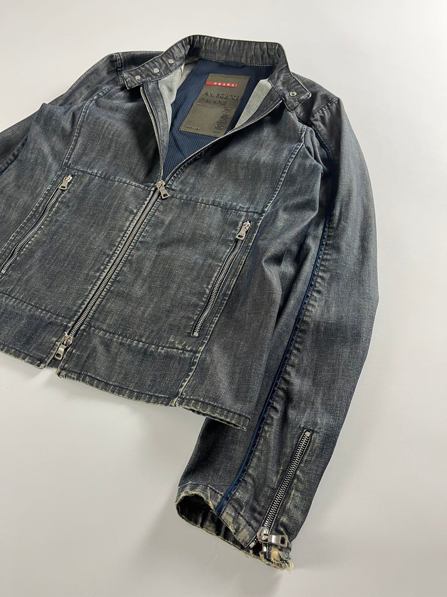 Prada Linea Rossa Denim Motor Jacket 2000s - M