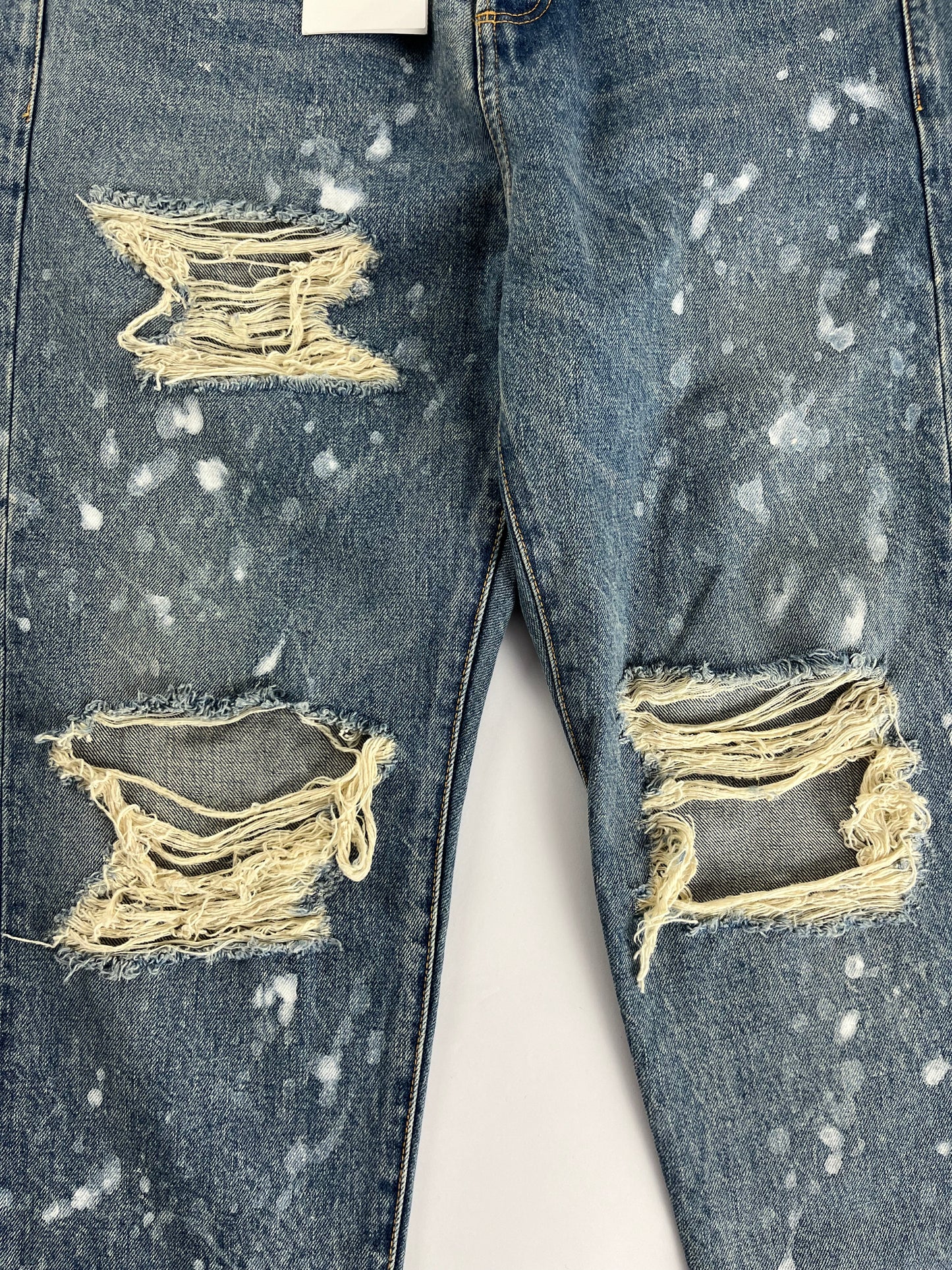 Balmain Sample Blue Painted Distressed Denim SS 2019 - 30 US