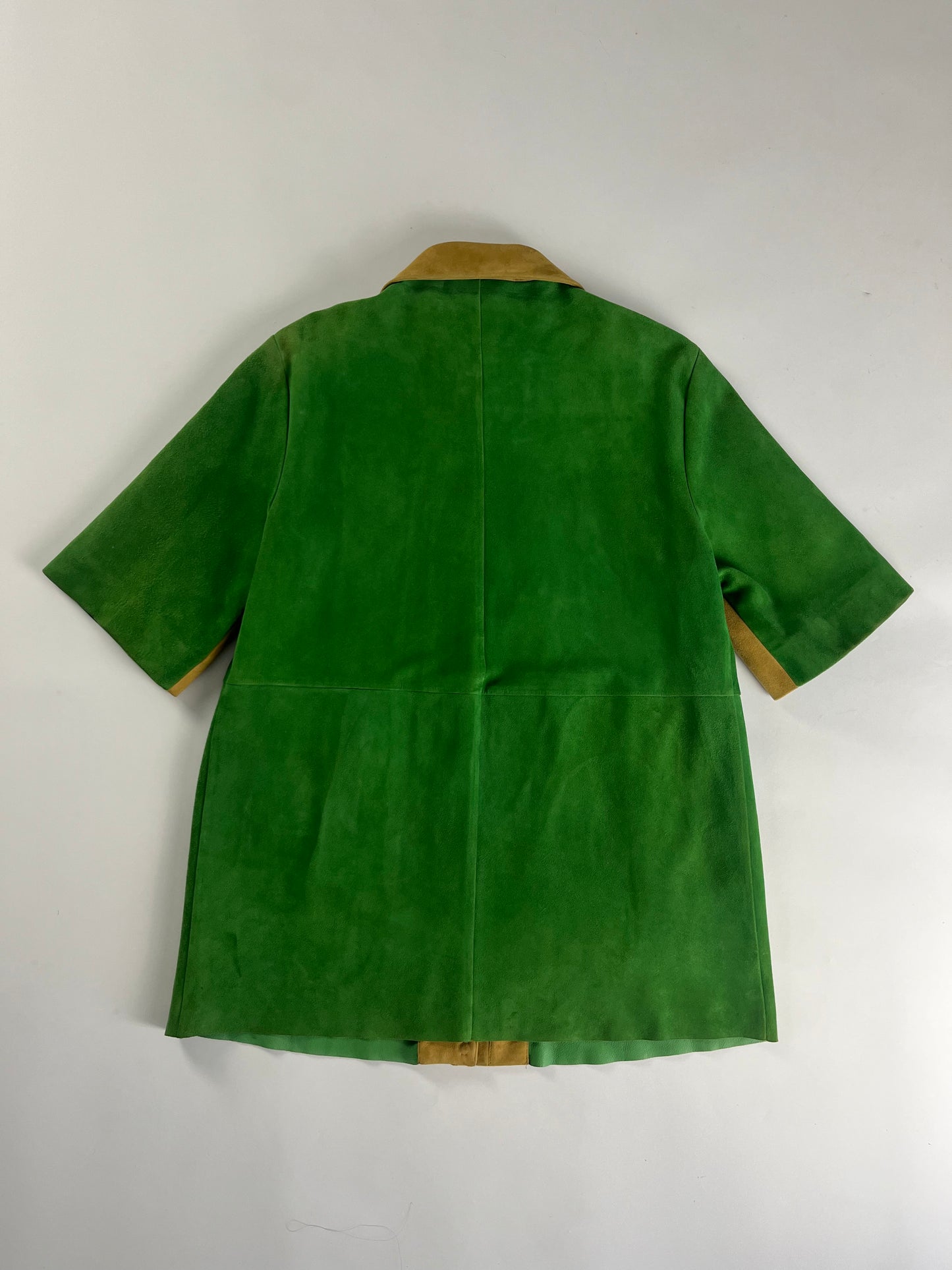 Prada Two Tones Suede Leather Short Sleeve Bowling Shirt Jacket SS 2013 - M
