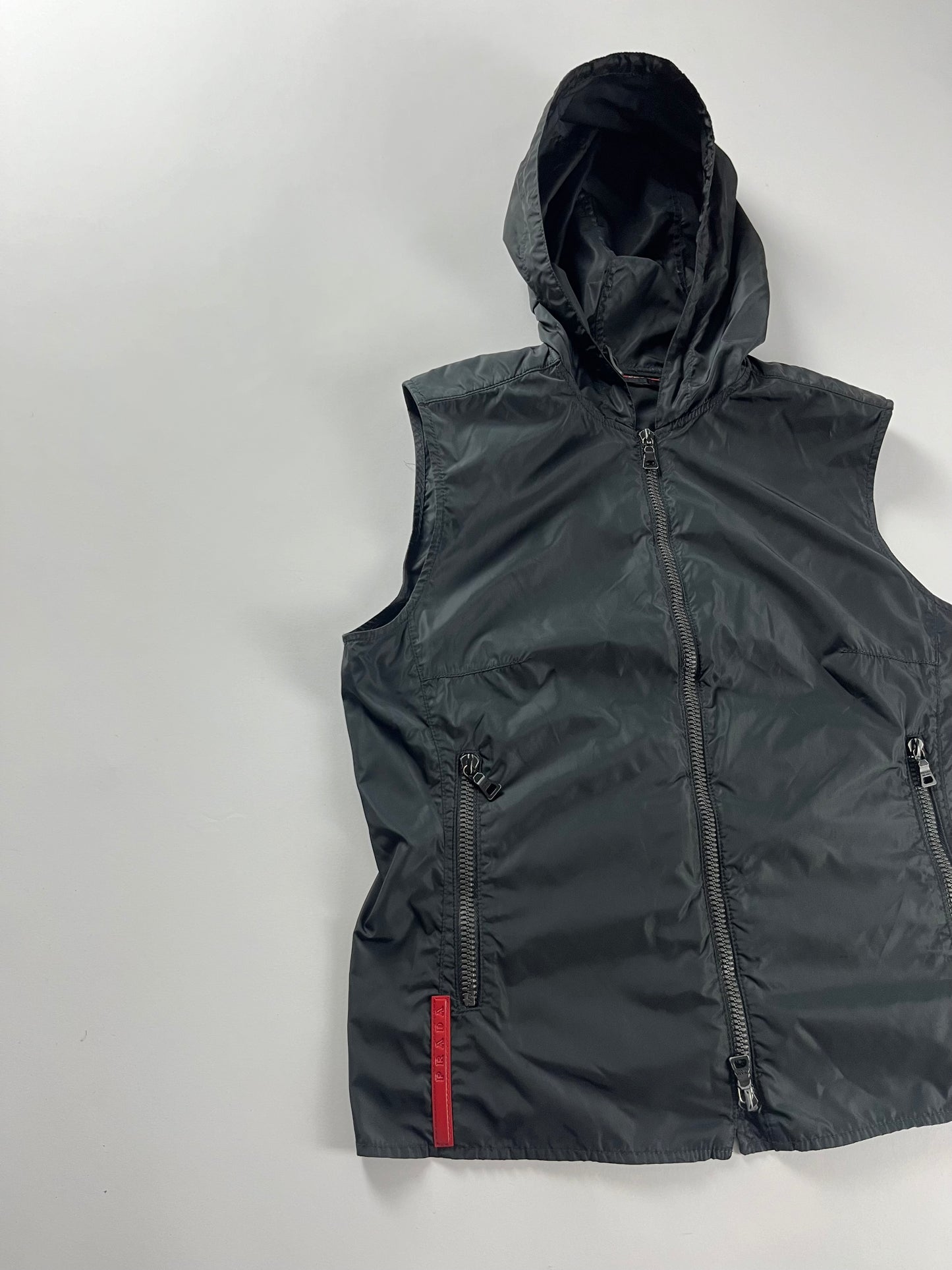 Prada Linea Rossa Dark Hooded Vest SS 2000 - M