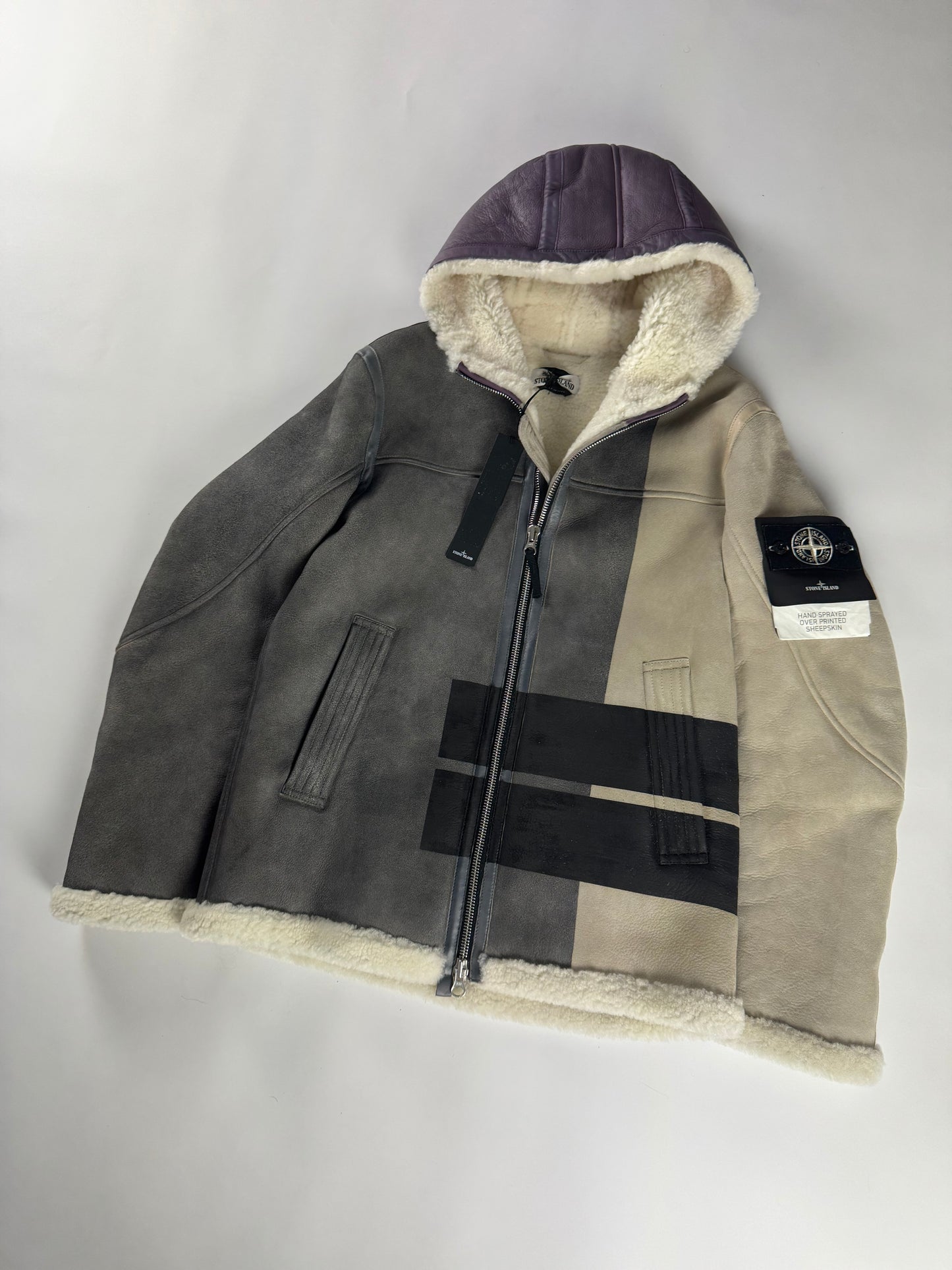 Stone Island Hand Sprayed Shearling Leather Jacket FW 2020 - M