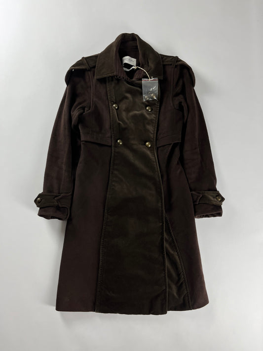 Yves Saint Laurent Sample Double Breasted Velvet Trimmed Military Coat FW 2005 - S