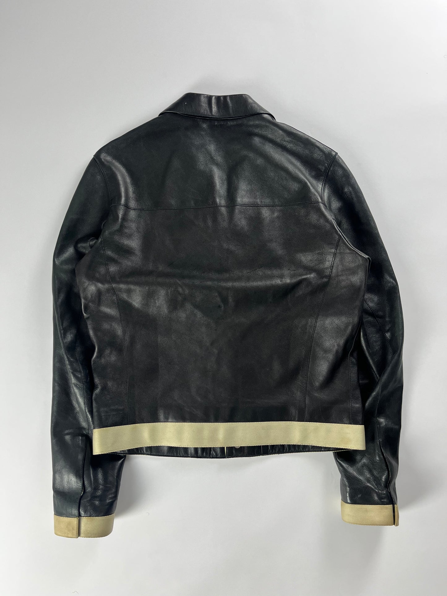 Prada Black Artisanal Leather Premium Jacket SS 1999 - M