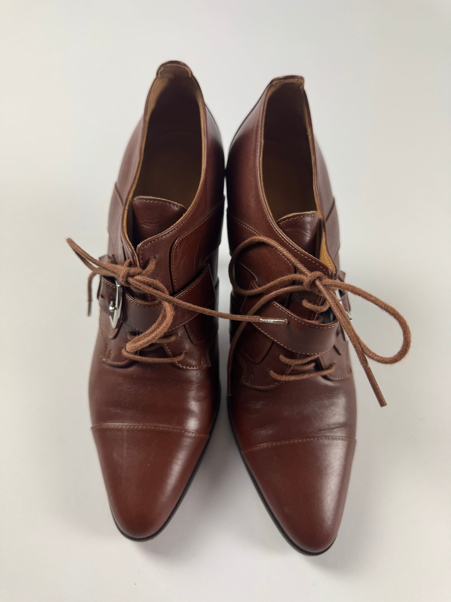 Hermès Oxford Lace Up Heels Leather Pumps 2010s - 35,5 EU