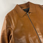 Prada Cognac Premium Leather Double Zipper Padded Layer Minimalist Jacket FW 2000 - L