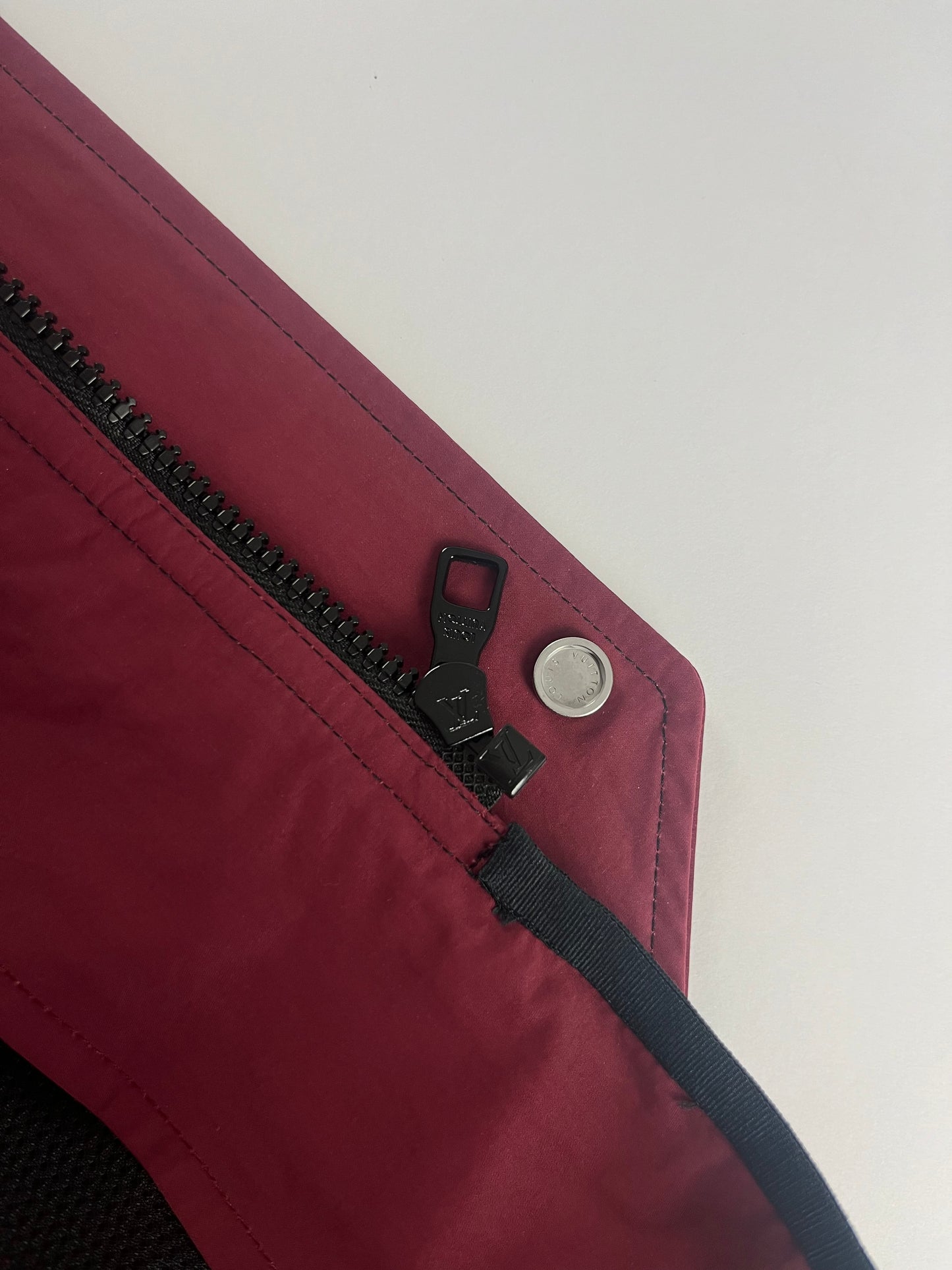 Louis Vuitton Sample Adjustable Collar Strap Burgundy Technical Jacket FW 2019 - L