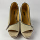 Jean Paul Gaultier Cream Suede Zipper Peep Toe Platform Block Heels - 36 EU