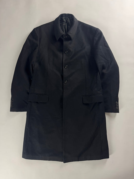 Prada Black Premium Wool Single Breasted Minimalist Coat 2000s - M
