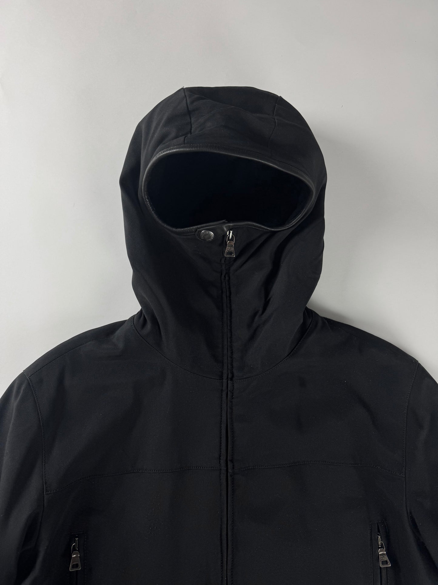 Prada Linea Rossa Black Balaclava Riot Long Jacket FW 1999 - M