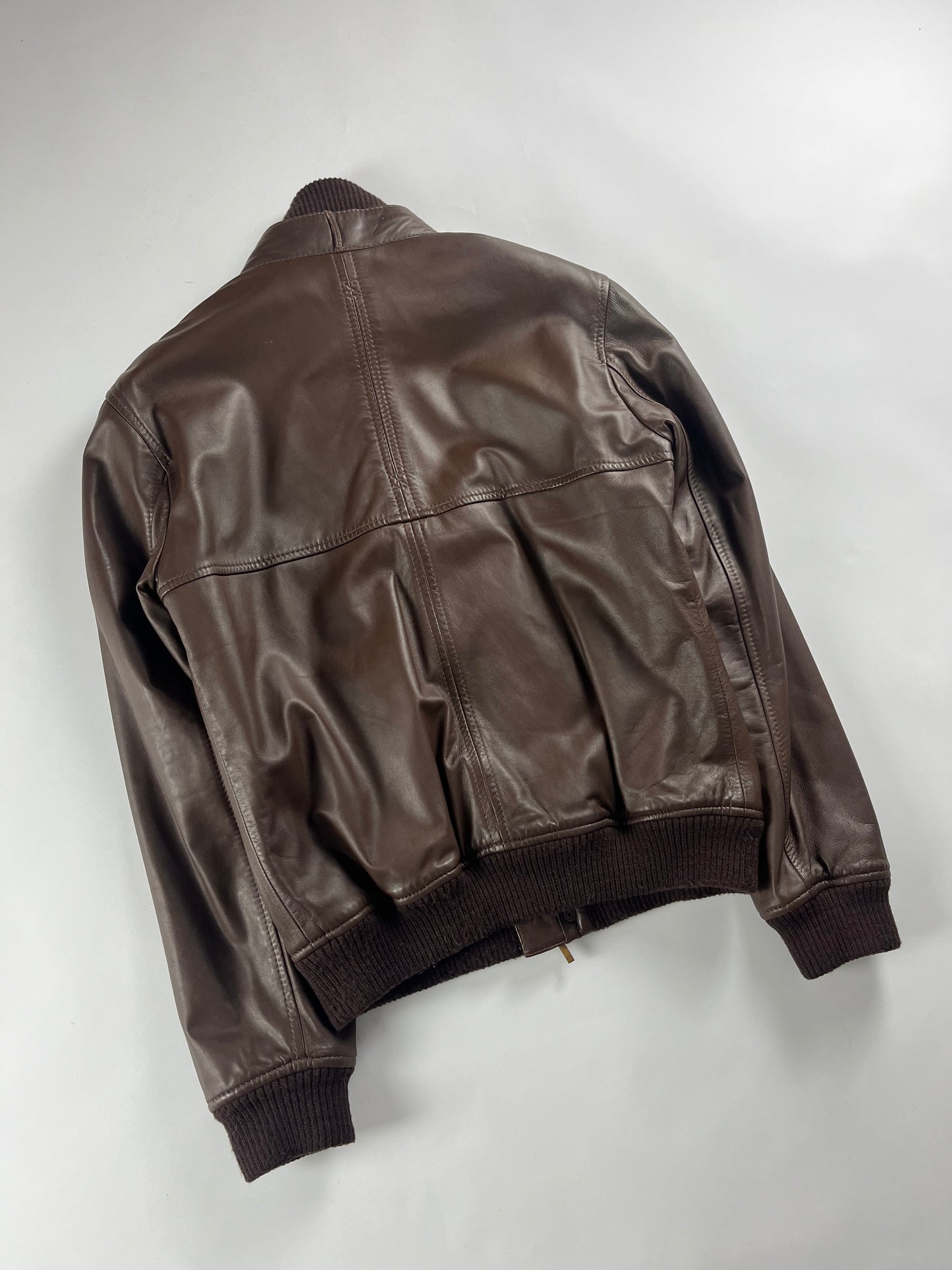 Givenchy Brown Leather Removable Collar Bomber Jacket FW 2006 - L