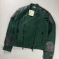 Pierre Balmain Leather Padded Shoulder Double Side Zip Green Biker Jacket - M