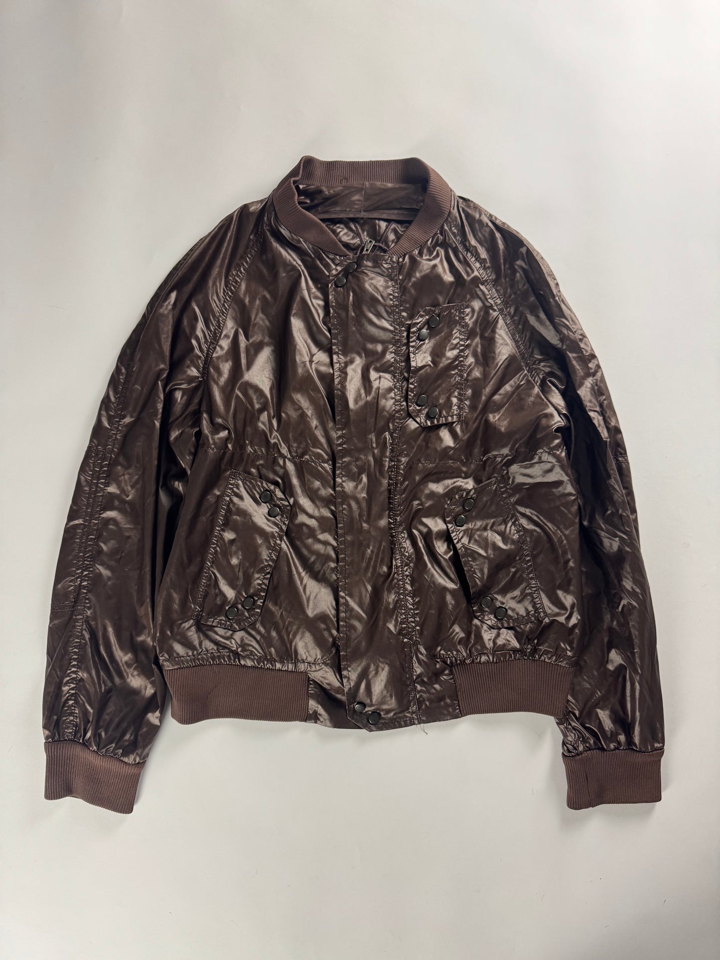 Yves Saint Laurent Rive Gauche Brown Nylon Bomber Jacket FW 2003 - M