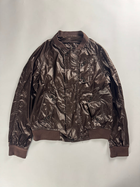 Yves Saint Laurent Rive Gauche Brown Nylon Bomber Jacket FW 2003 - M