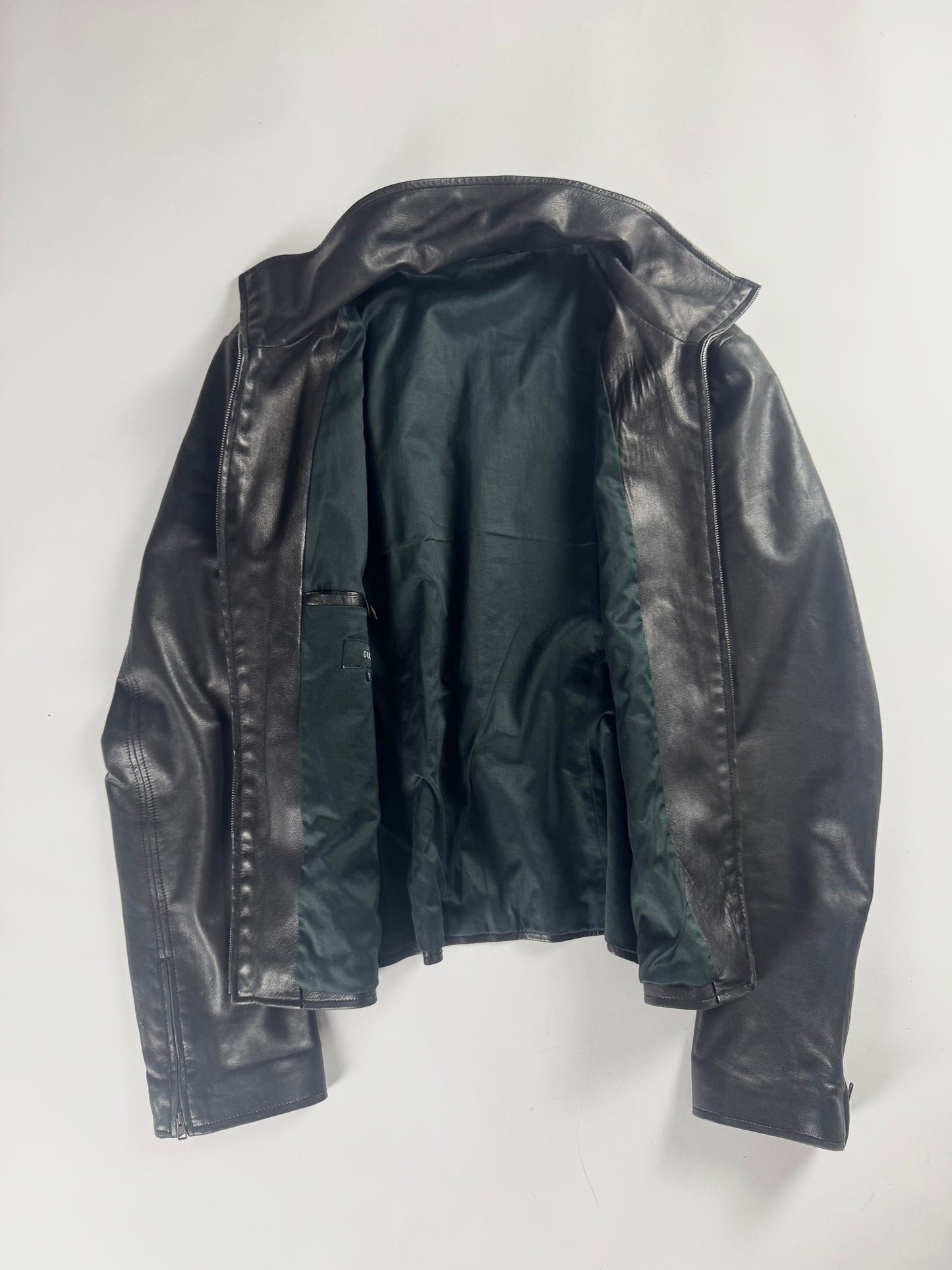 Gucci Premium Leather Lambskin High Neck Zipper Jacket 2000s - M