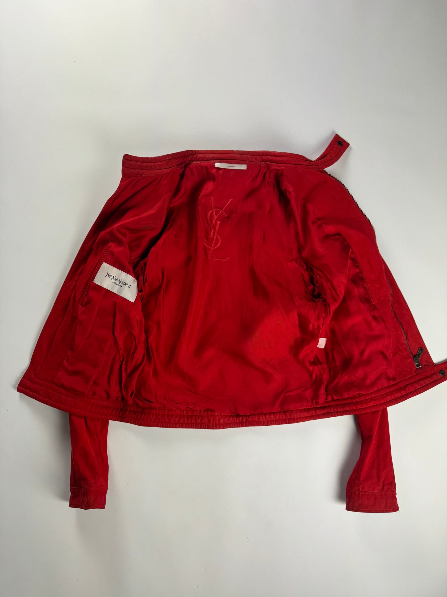 Yves Saint Laurent Rive Gauche Tom Ford Red Leather Motor Jacket SS 2004 - M