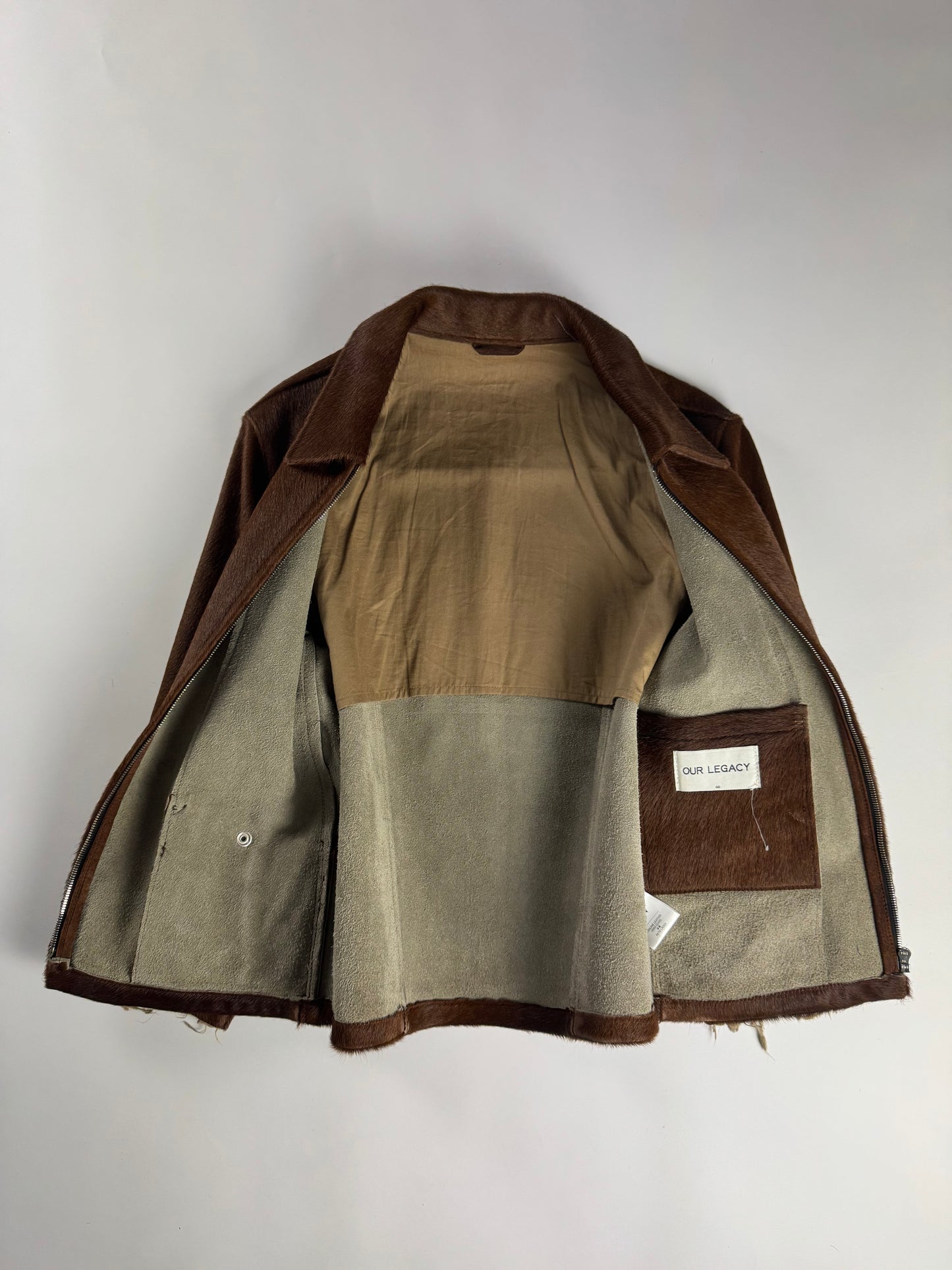 Our Legacy Raw Edges Brown Pony Hair Leather Jacket FW 2013 - S