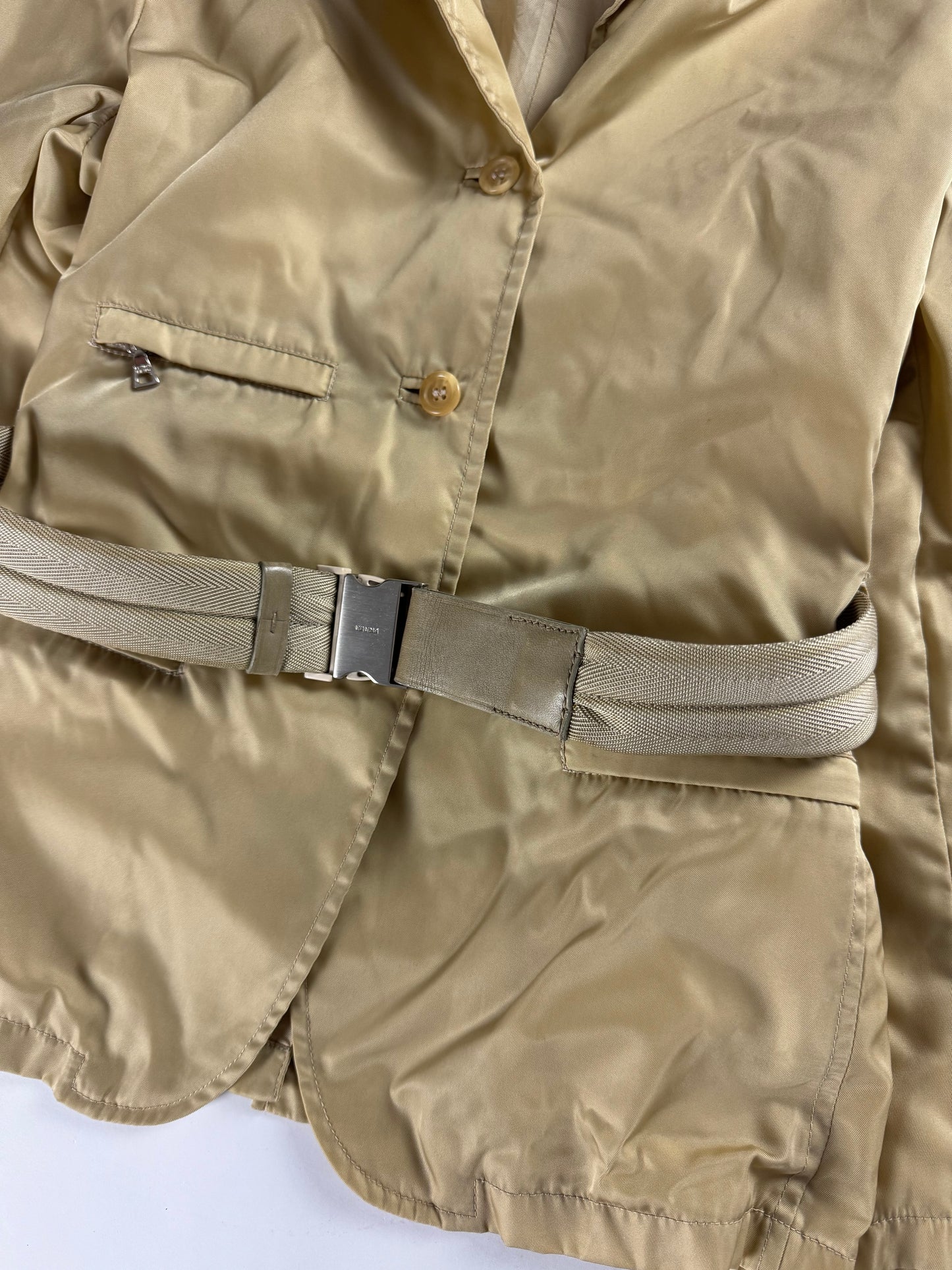 Prada Milano Cream Strapped Belt Nylon Jacket FW 1999 - S