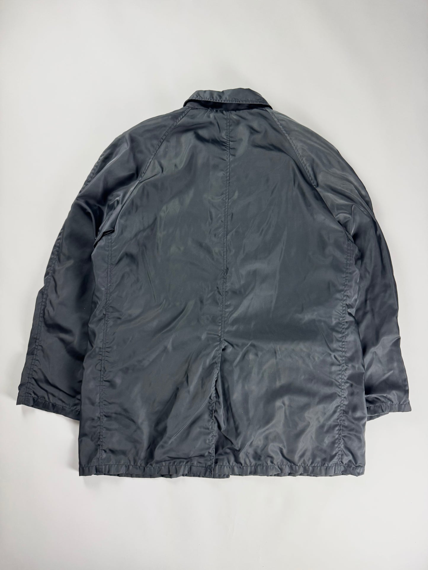 Prada Slate Grey Iridescent Nylon Patch Pockets Chore Overshirt Coat 1990s - XXL