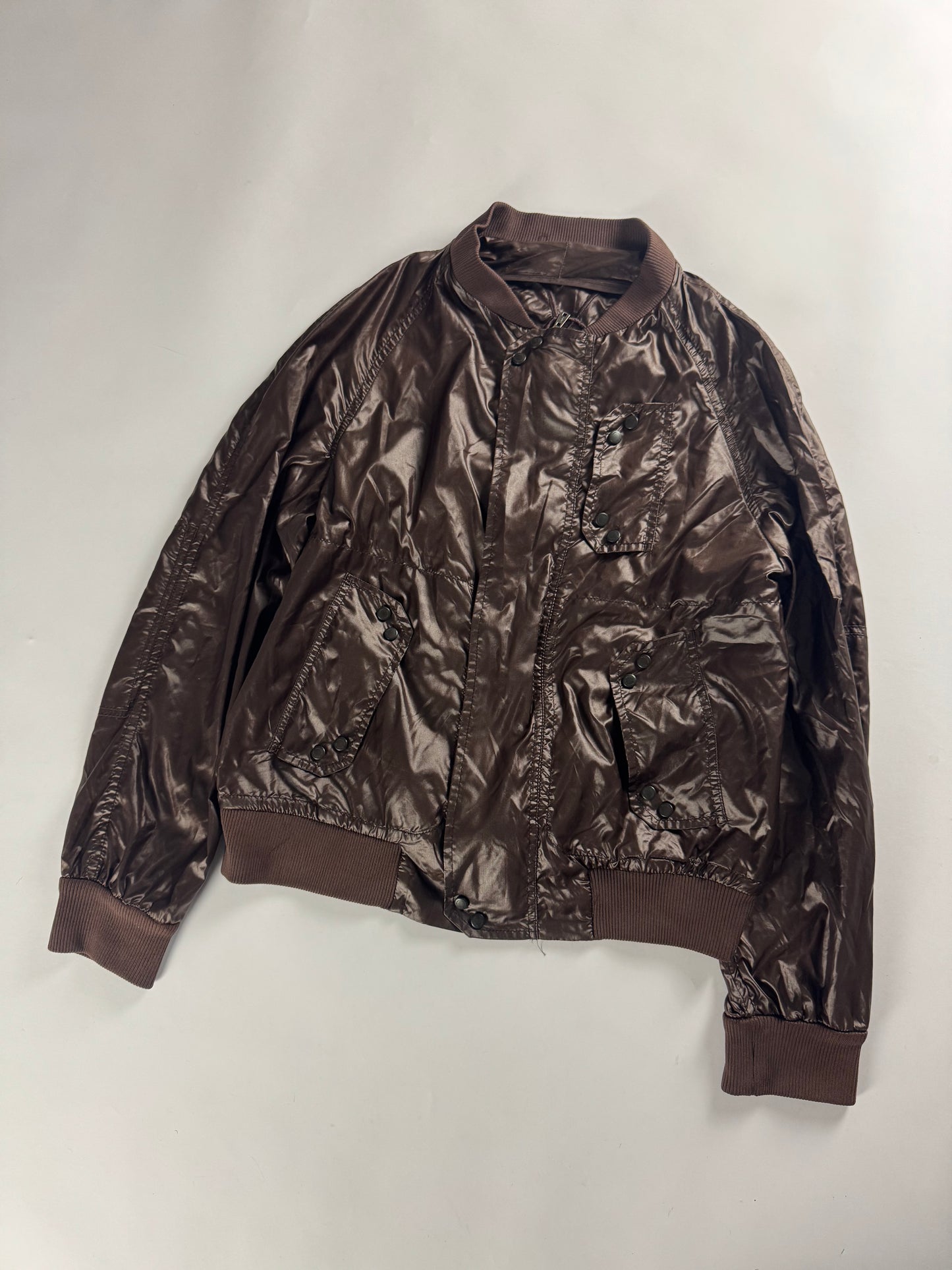 Yves Saint Laurent Rive Gauche Brown Nylon Bomber Jacket FW 2003 - M