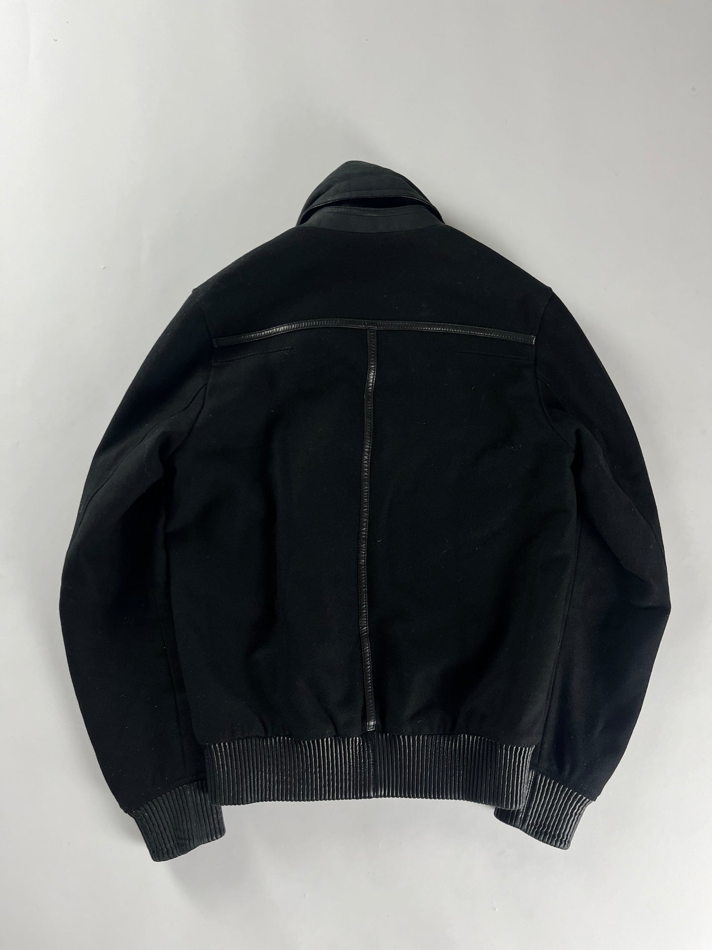 Dior Homme Dark Wool Leather Bomber Jacket FW 2010 - S