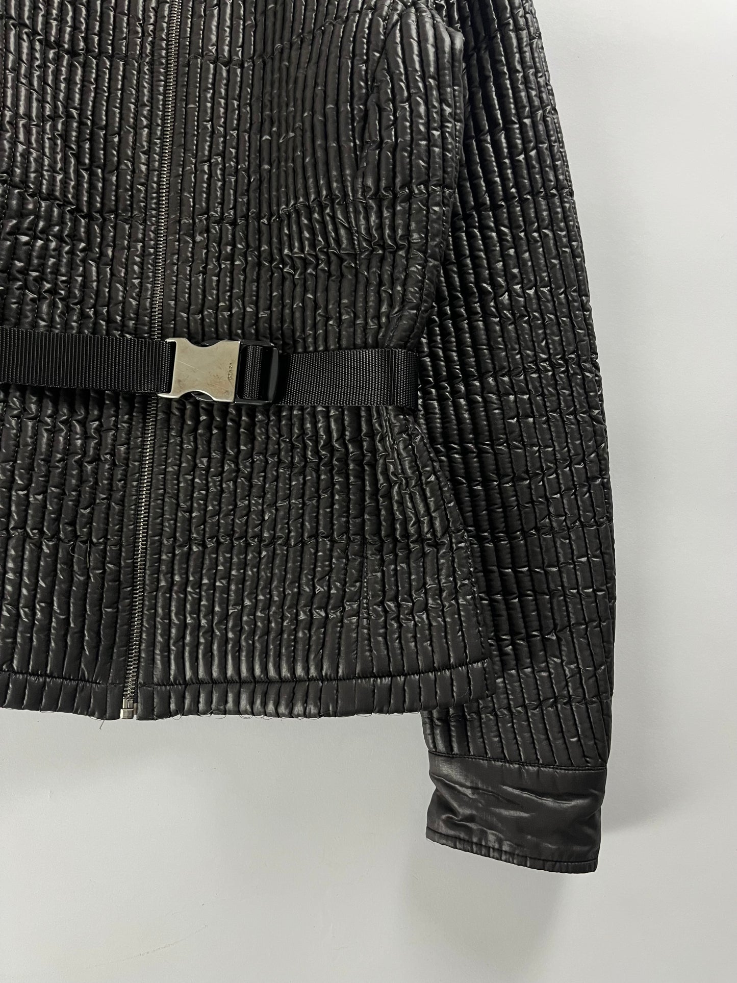 Prada Textured Plissé Nylon Belt Jacket SS 2006 - S