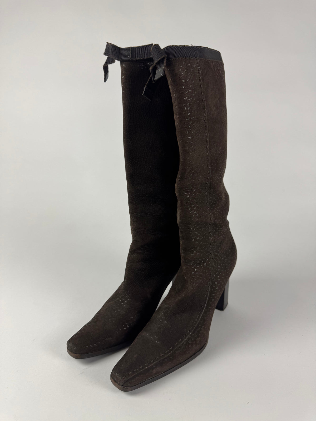 Prada Brown Pointed Toe Grain Leather Boots 1990s - 39,5 IT/40,5 EU