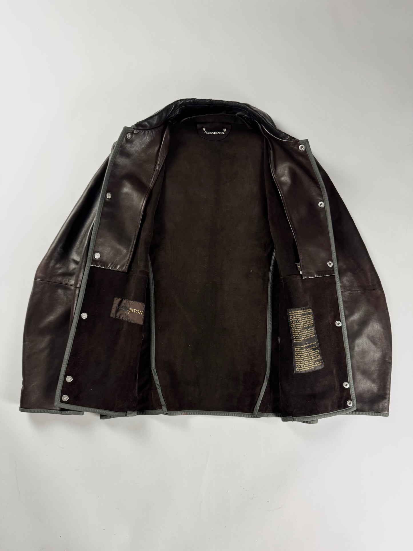 Louis Vuitton Dark Brown Light Leather Trucker Buttoned Jacket 2000s - L
