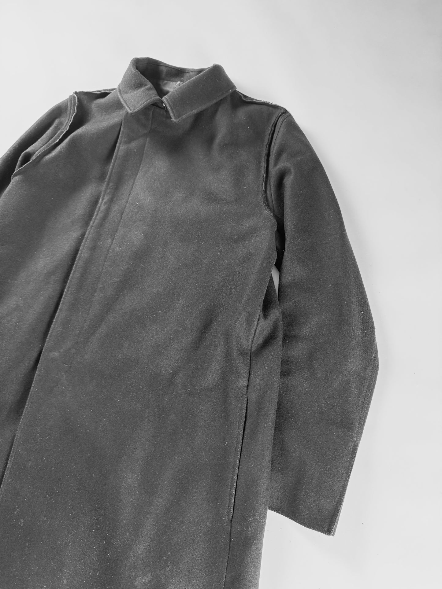 Dior Dark Clean Grey Wool Blend Minimalist Side Closing Coat FW 2011 - L