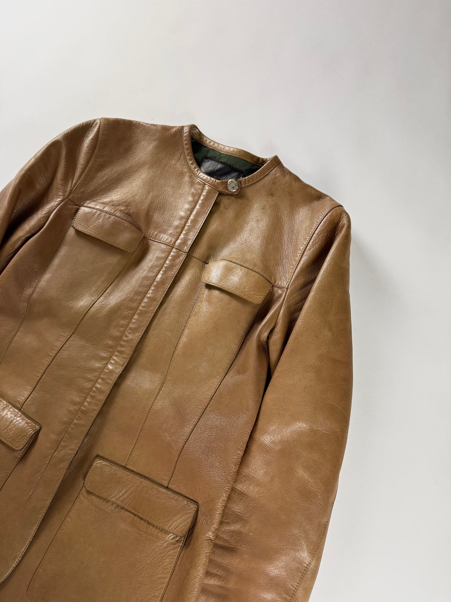 Prada Camel Cuffed Collar Leather Jacket FW 1999 - S