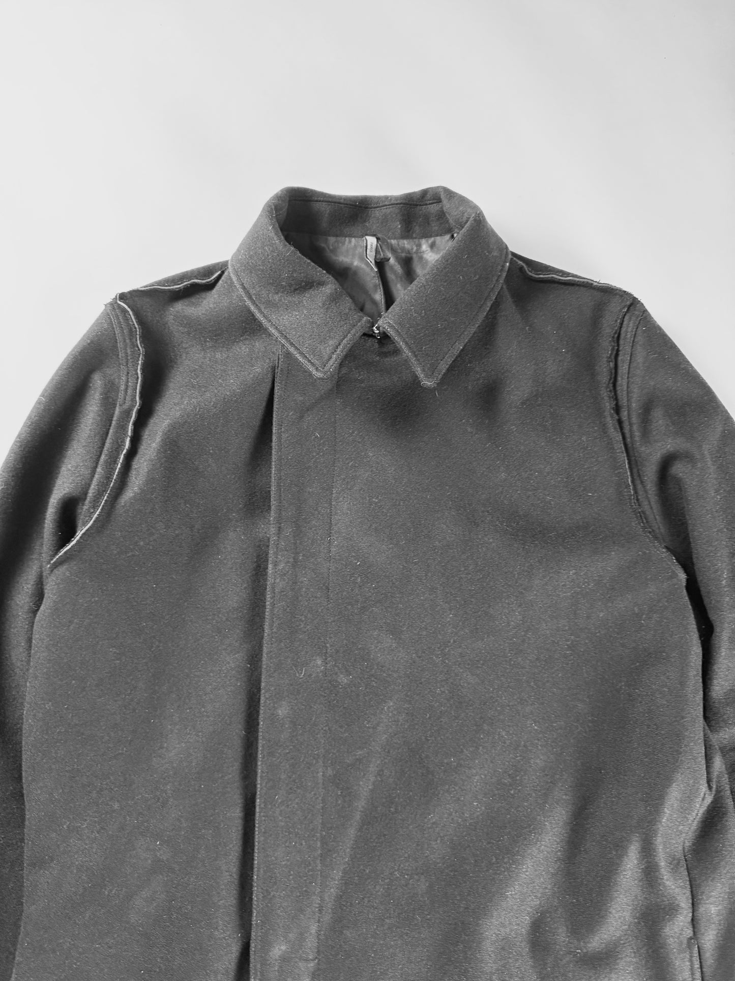 Dior Dark Clean Grey Wool Blend Minimalist Side Closing Coat FW 2011 - L