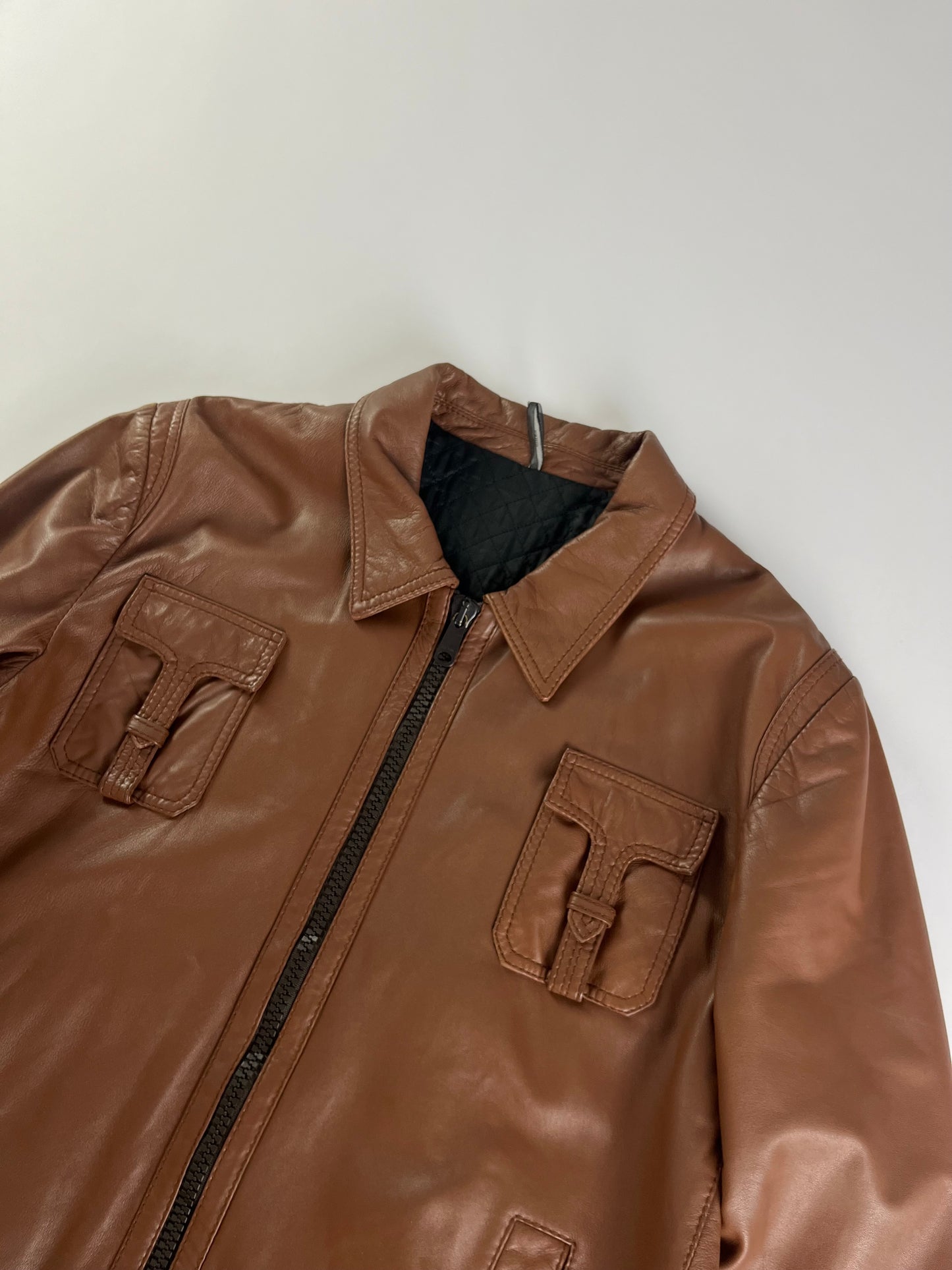Dior Homme T-Pocket Brown Leather Jacket FW 2005 - L