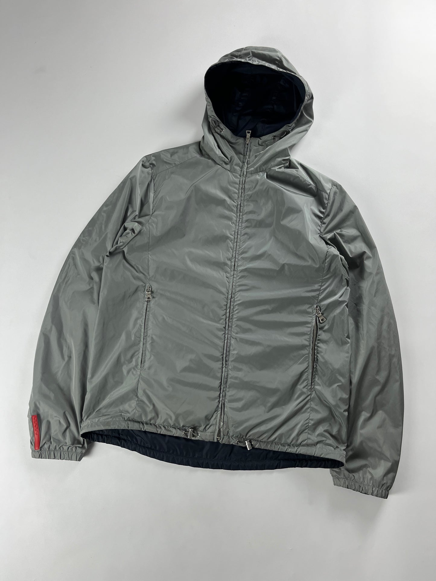 Prada Linea Rossa Reversible Blue Grey Nylon Jacket - M
