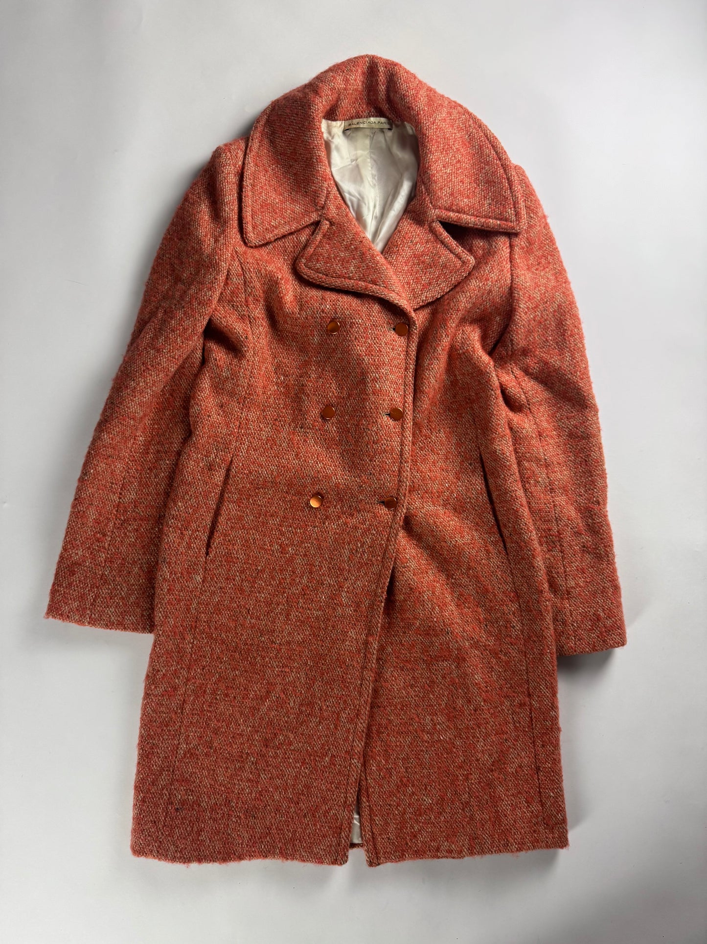 Balenciaga Nicolas Ghesquière Double Breasted Burnt Orange Wool Elegant Coat FW 2004 - S