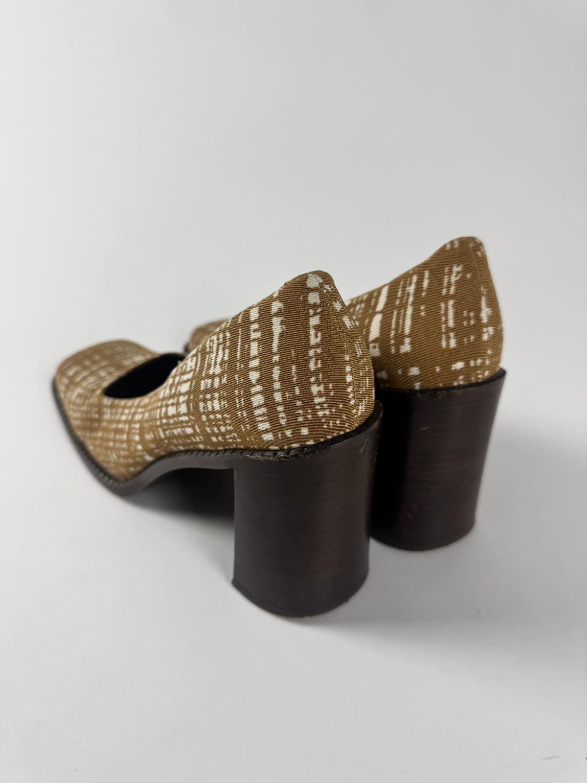 Prada Tweed Striped Print Microfiber Heel Pumps SS 1996 - 40 IT/41 EU