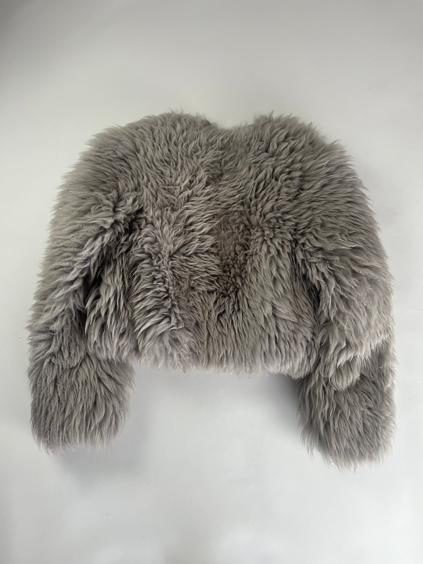 Louis Vuitton Sample Light Grey Fur Crop Jacket FW 2015 - S