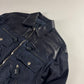 Prada Leather Panel Cropped Utility Pocket Navy Nylon Jacket 1990s - S