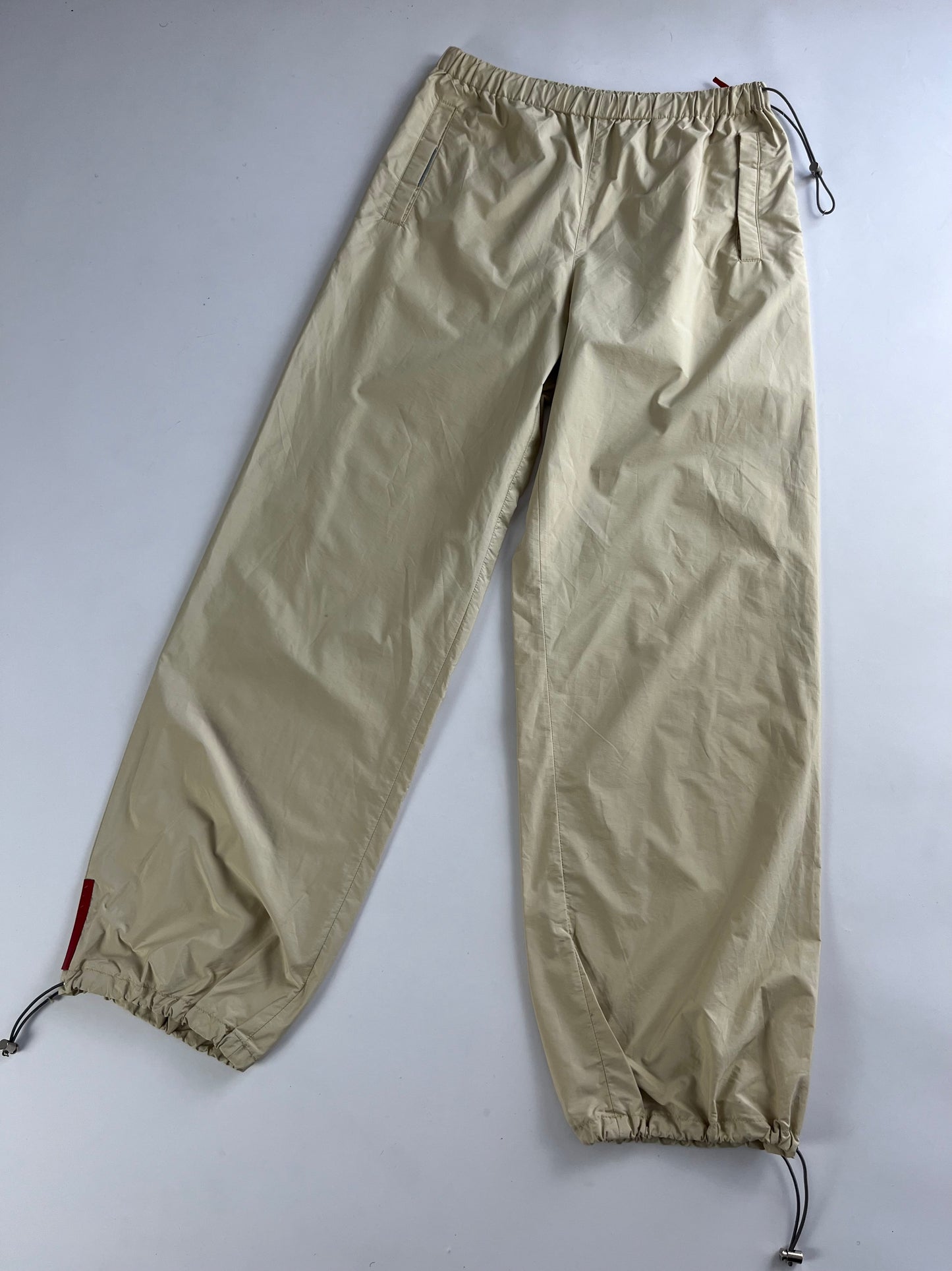 Prada Linea Rossa Cream Nylon Track Pants SS 2000 - S