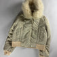 Miu Miu Cropped Cream Fur Hood Puffer Jacket 2000s - S