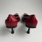 Prada Red Leather Belted Pumps FW 2000 - 37 IT/38 EU