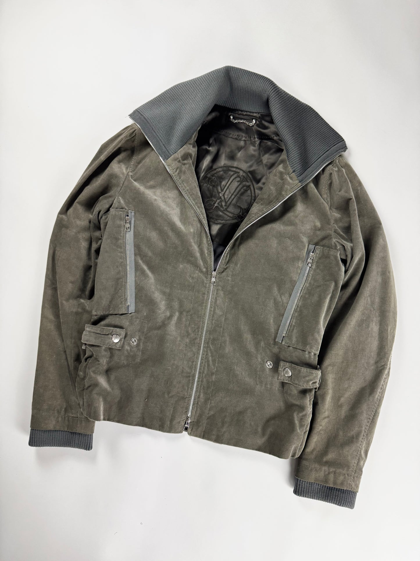 Louis Vuitton Kaki Military Corduroy Turtleneck Jacket FW 2008 - M